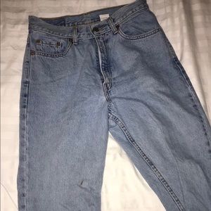 Levi mom jeans. High waisted and light wash.